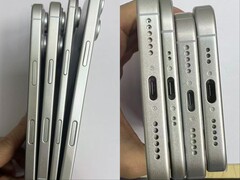 Des unités factices de la série iPhone 17 montrent le format ultra-mince du futur iPhone 17 Air par rapport aux trois autres modèles. (Source de l'image : SonnyDickson sur X)