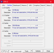 Lenovo ThinkPad X390 - CPU-Z : caches.