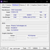 Vaio SX14 - CPU-Z : carte-mère.