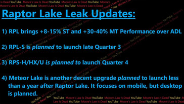 Informations sur Intel Raptor Lake. (Image source : MLID)