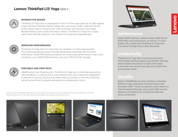 Spécifications ThinkPad L13 Yoga G2 AMD
