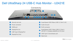 Moniteur Dell UltraSharp U2421E USB-C - Ports. (Source de l'image : Dell)
