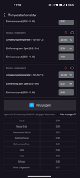 TopInfrared App settings emissivity (en anglais)