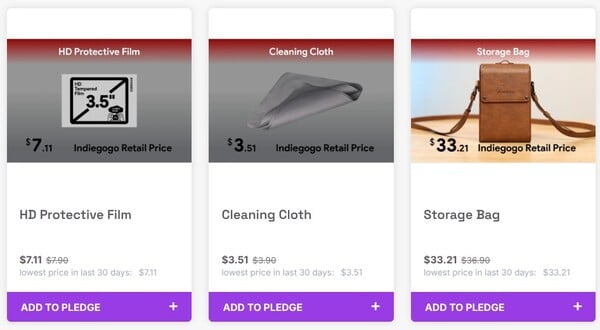 Ayaneo vend également des accessoires officiels pour le Pocket Vert à un prix réduit pendant la durée de la campagne. (Source de l'image : Ayaneo)