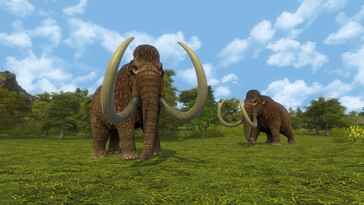 Une image montrant des mammouths dans Dawn of Man.