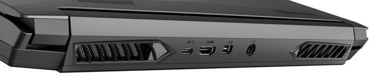 Arrière : USB 3.2 Gen 2 (USB-C, DisplayPort 1.4, G-Sync), HDMI 2.1 (avec HDCP 2.3), Mini DisplayPort 1.4 (G-Sync), port d'alimentation