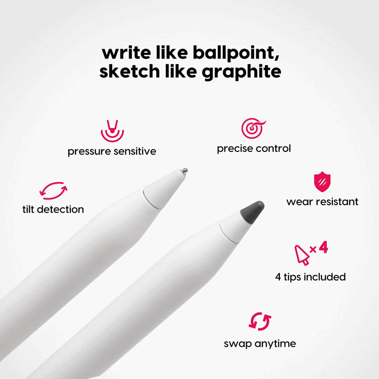 Une nouvelle pointe en graphite inspirée du crayon 2B vient s’ajouter à la pointe en acier existante du stylo à bille.