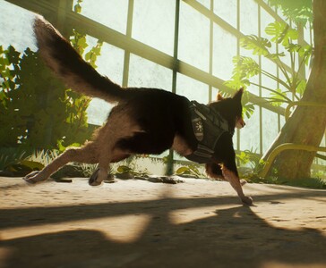 L'agent T.H.U.N.D.E.R. traverse une zone semblable à une serre dans Barkour, mettant en valeur les mouvements de parkour dans un environnement luxuriant. (Source de l'image : Varsav Game Studios via Steam)