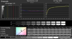 Gigabyte Aero 15-X9 - CalMAN : Échelle de gris - Native Colour.