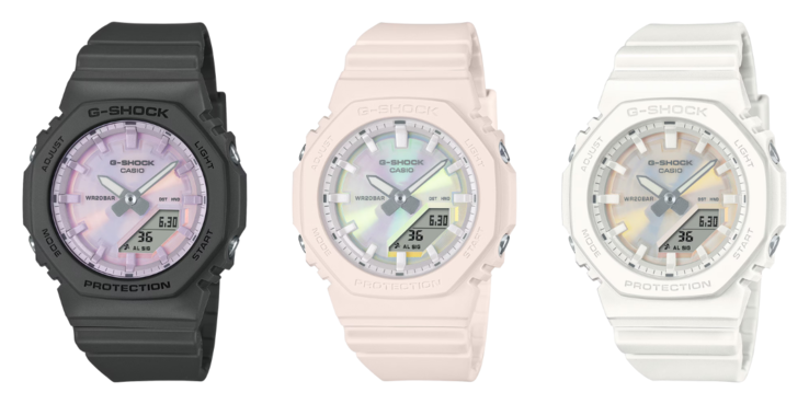 De gauche à droite : GMAP2100PC1A, GMAP2100PC4A et GMAP2100PC7A. (Source de l'image : Casio)