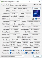 GPU-Z Graphiques Intel Iris Xe