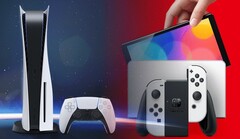 L'étiquette de prix de la PS5 pourrait être modifiée pour refléter un éventuel succès commercial de la Nintendo Switch OLED. (Image source : Sony/Nintendo - édité)
