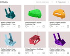 6 des 7 modèles imprimables en 3D actuellement disponibles chez Philips