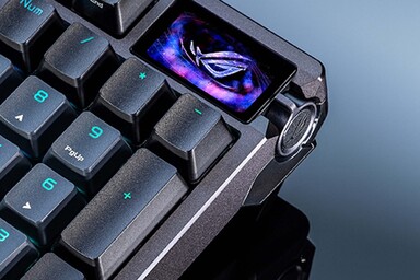 Le curseur situé à côté du clavier peut être déplacé vers le haut et vers le bas, et le bouton peut également être pressé depuis la droite. (Source de l'image : Asus)