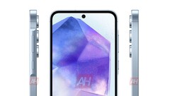 Un rendu du &quot;Galaxy A55&quot;. (Source : Android Headlines)