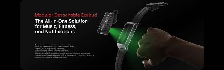 L'un des modules consiste en une oreillette qui fonctionne également comme une smartwatch (Image source : Oukitel)