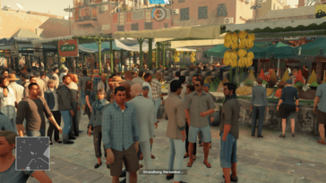 HIVE permet de localiser la source des sons, comme cette conversation au milieu de la foule du centre-ville dans Hitman. (Image : propre)