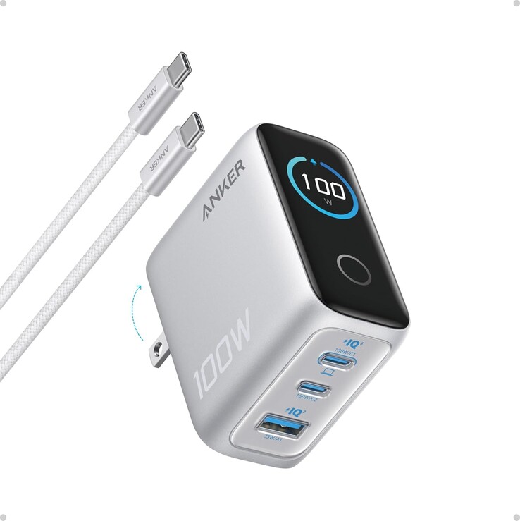 Le chargeur Anker (100W, 3 ports, Smart Display). (Source de l'image : Anker)