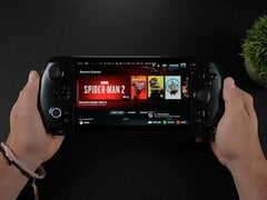 PC de jeu portable GPD Win 5 fonctionnant sous SteamOS, affichant Marvel's Spider-Man 2 et d'autres jeux récents à l'écran. (Source de l'image : ETA Prime via YouTube)