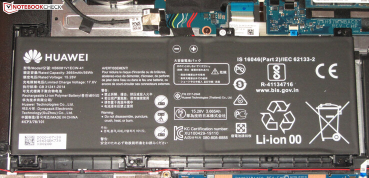 La batterie a une capacité de 56 Wh.