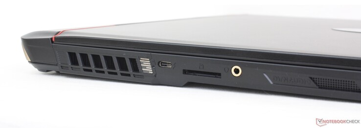À gauche : USB-C 3.2 Gen. 2 avec Thunderbolt 4, lecteur SD, casque 3,5 mm