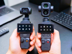 Osmo Pocket 3 (à gauche) à côté de l'Osmo Pocket 4P (à droite).
