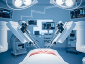 Image illustrative du robot chirurgical au travail (Source de l'image : image générée par l'IA)