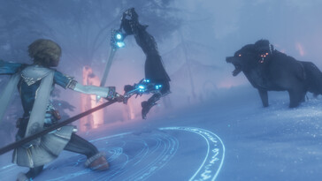 Image montrant un combat contre un ours dans Edge of Eternity.