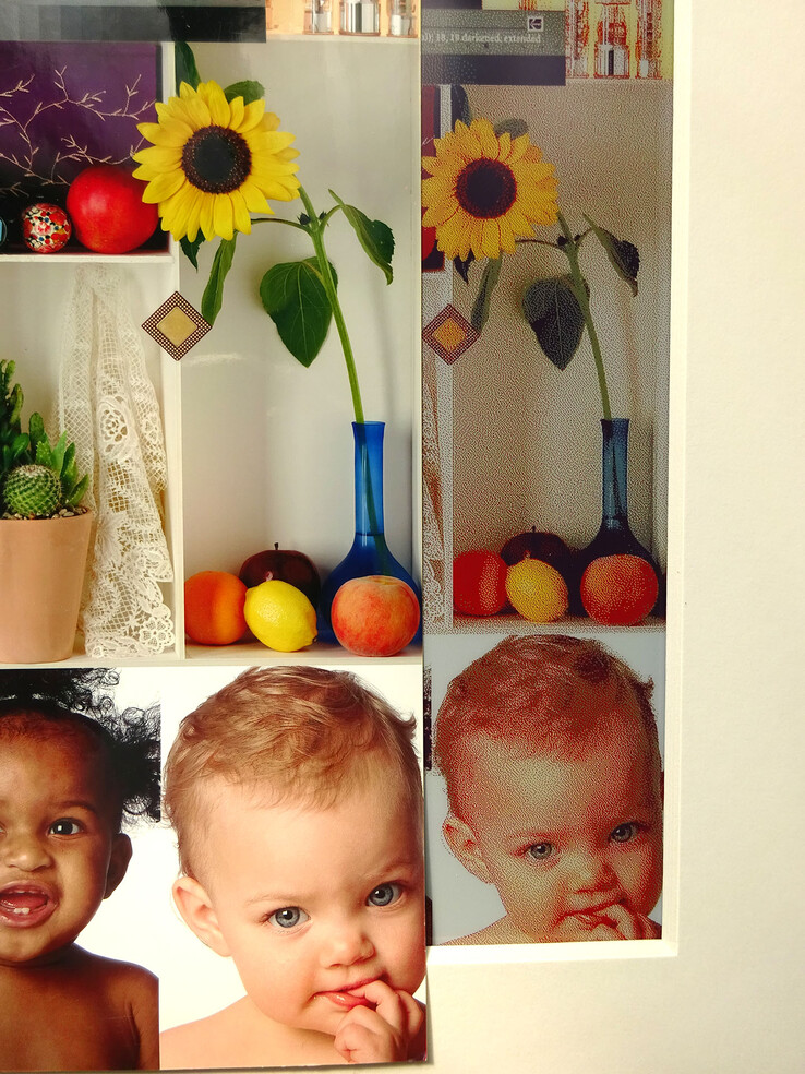 E Panneau d'encre par rapport à l'impression de photos.