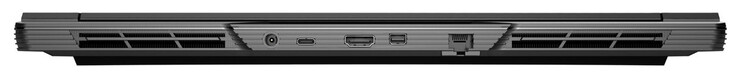 Arrière : connexion d'alimentation, USB 3.2 Gen 2 (USB-C), HDMI 2.1, Mini DisplayPort 1.4a, Gigabit Ethernet (2,5 GBit/s)