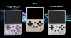 La RG35XX d&#039;Anbernic sera disponible en trois coloris qui rappellent les consoles Nintendo classiques. (Image source : Anbernic)