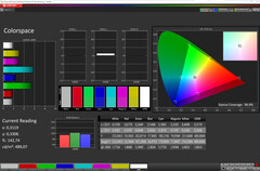 Espace couleur (mode : vif, balance des blancs : chaud (niveau 1). Espace couleur cible : DCI-P3)