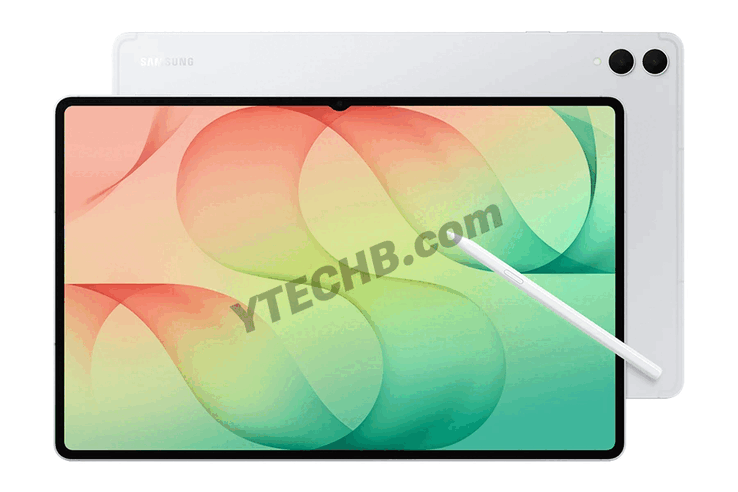 Image divulguée de la Galaxy Tab S12 Ultra en couleur argentée