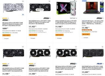 Prix de la RTX 5070 Ti sur Newegg. (Source de l'image : Newegg)
