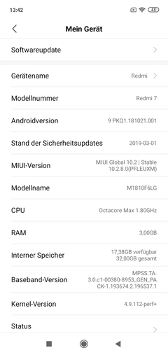 Xiaomi Redmi 7 - Système d'exploitation.
