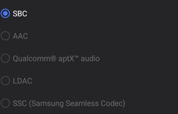 Codecs audio Bluetooth disponibles