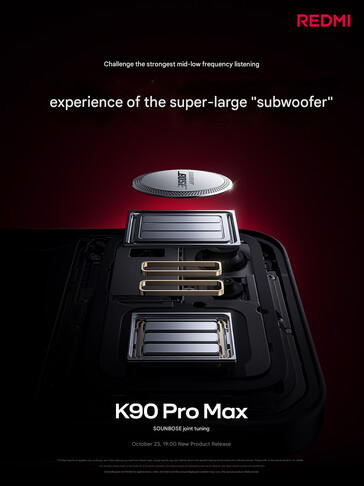 Le woofer indépendant du Redmi K90 Pro Max (Image source : Xiaomi - machine translated)