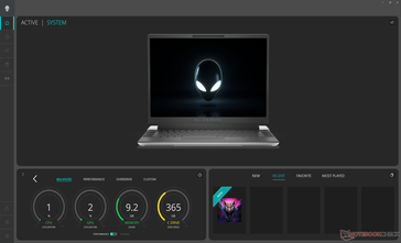 Écran d'accueil de l'Alienware Command Center