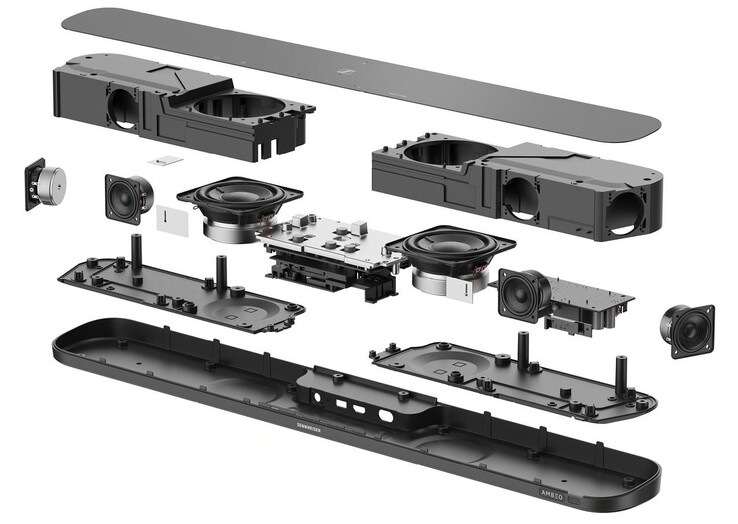 L'Ambeo Mini comprend quatre haut-parleurs pleine gamme et deux subwoofers (Image Source : Sennheiser via DigitalTrends)