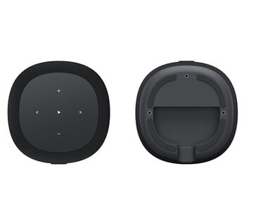 Commandes tactiles de la WiiM Sound Lite sur le panneau supérieur et zone de montage inférieure (Source d'image : WiiM)