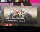 Capture d'écran du tableau de bord Xbox montrant une publicité Call of Duty : Mobile avec des mechs Gundam et la légende "Les Gundams ont atterri" (Reddit/u/Critical_Term_1013 via r/xbox)