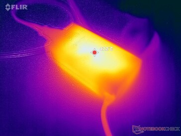 L'adaptateur CA atteint plus de 47°C lorsque les charges sont élevées