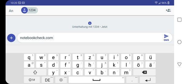 LG G7 ThinQ - Le clavier en mode paysage.