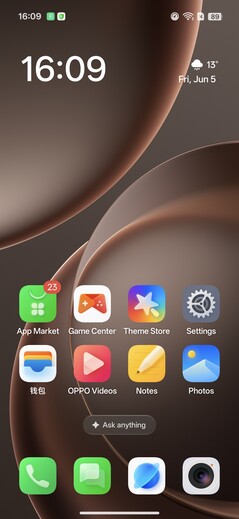 Oppo Find X9s Pro : Écran d'accueil