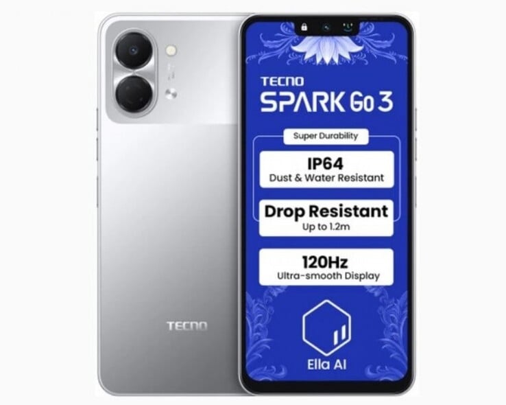 Le smartphone Tecno Spark Go 3 est doté d'un écran LCD de 6,74 pouces (Image source : Tecno)