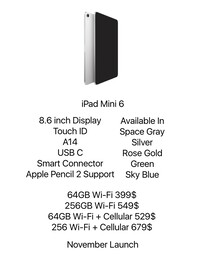 spécifications et prix de l'iPad mini 6. (Image source : @MajinBuOfficial)