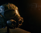Gros plan de la réplique du casque de Spartan de l’édition collector de Metro 2039, avec une visière sombre, des éléments de masque à gaz intégrés et des détails marqués par les combats.