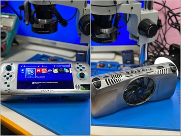 Écran d'accueil de la PS4 et partie supérieure de la console portable.