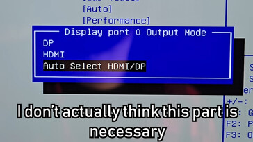 Option BIOS du port hybride sur le mini PC (source d'image : Jon Bringus sur YouTube)