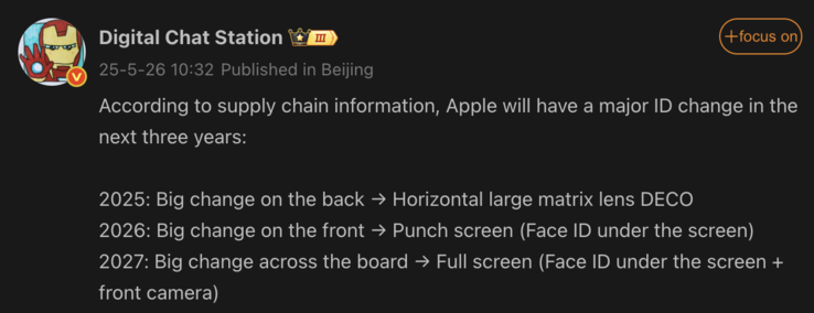 Des fuites font état de changements de design pour les prochaines générations d'iPhone. (Source de l'image : Weibo)